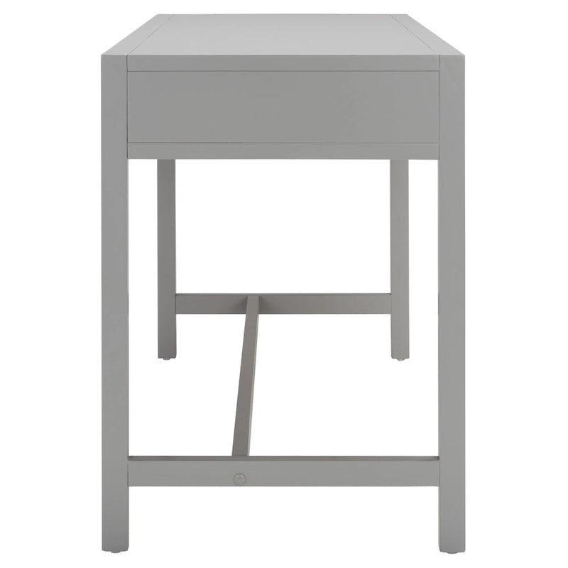 Escritorio de oficina en casa de 2 cajones – Gris / Turquesa / Blanco antiguo / Azul marino, para una persona