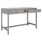 Escritorio de oficina en casa de 2 cajones – Gris / Turquesa / Blanco antiguo / Azul marino, para una persona