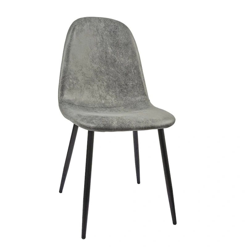 Sillas de comedor con respaldo curvo grises/marrones, patas de metal negras, juego de 4