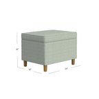 Otomana de almacenaje rectangular verde salvia y marrón, tapa con bisagras, capacidad para 1 persona