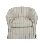 Sillón giratorio individual de tela blanca y gris