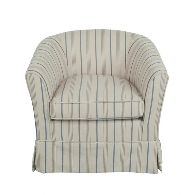 Sillón giratorio individual de tela blanca y gris