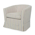 Sillón giratorio individual de tela blanca y gris