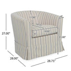Sillón giratorio individual de tela blanca y gris