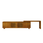 Mueble de TV extensible de ébano marrón, estilo de mediados de siglo, se adapta a televisores de 55" a 75"