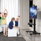Mueble de TV móvil negro para 1 persona, apto para televisores de 32" a 82"