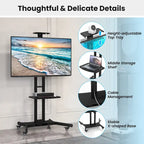 Mueble de TV móvil negro para 1 persona, apto para televisores de 32" a 82"