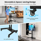 Mueble de TV móvil negro para 1 persona, apto para televisores de 32" a 82"