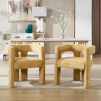 Sillón decorativo de chenilla beige/amarillo/naranja/rosa, juego de 2