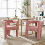 Sillón decorativo de chenilla beige/amarillo/naranja/rosa, juego de 2