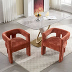 Sillón decorativo de chenilla beige/amarillo/naranja/rosa, juego de 2