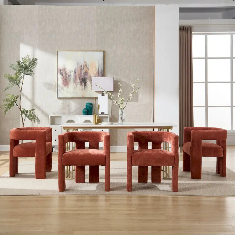 Sillón decorativo de chenilla beige/amarillo/naranja/rosa, juego de 2