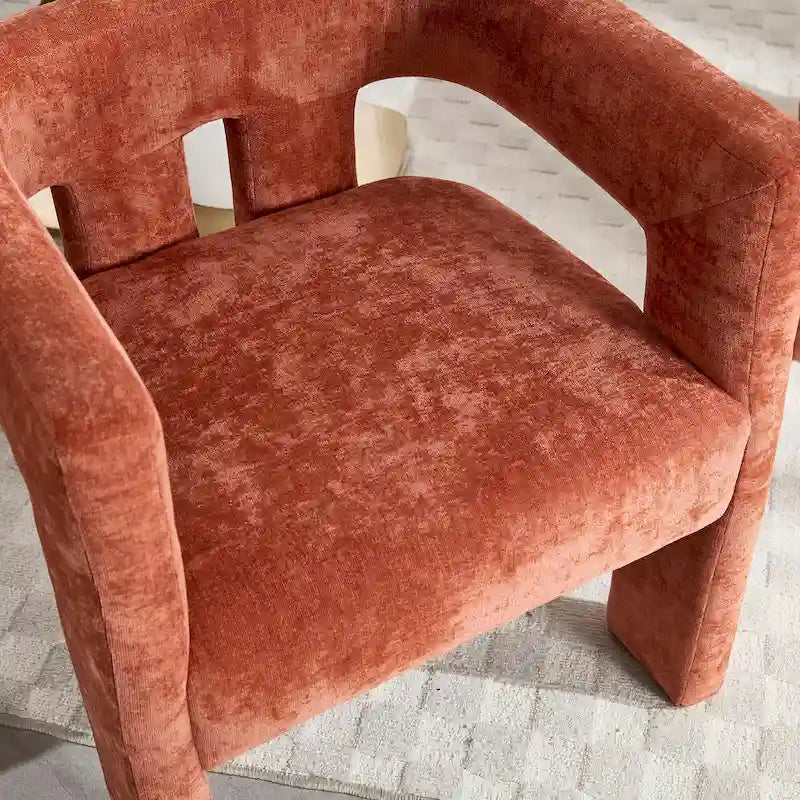 Sillón decorativo de chenilla beige/amarillo/naranja/rosa, juego de 2