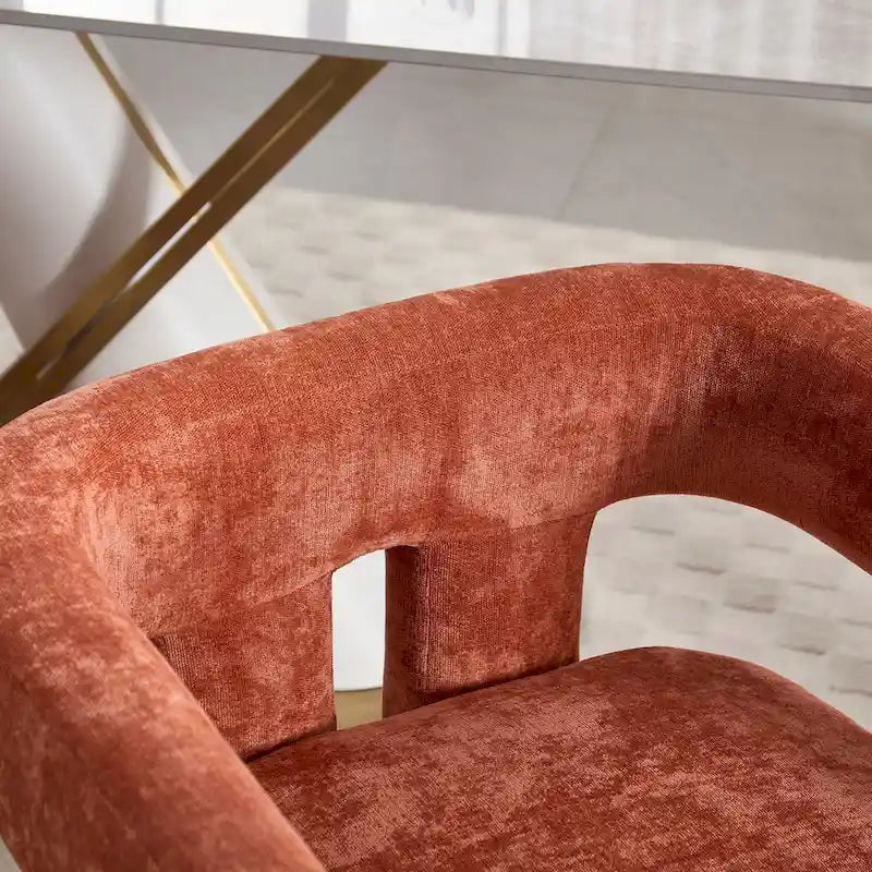 Sillón decorativo de chenilla beige/amarillo/naranja/rosa, juego de 2