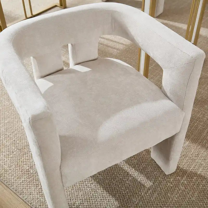 Sillón decorativo de chenilla beige/amarillo/naranja/rosa, juego de 2