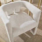 Sillón decorativo de chenilla beige/amarillo/naranja/rosa, juego de 2