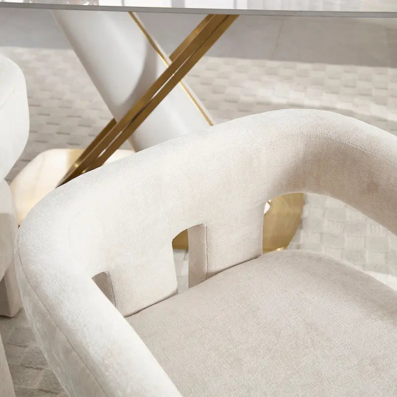 Sillón decorativo de chenilla beige/amarillo/naranja/rosa, juego de 2
