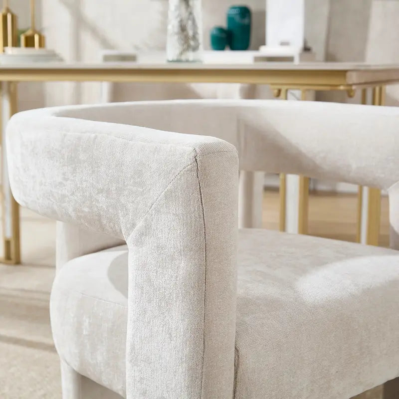 Sillón decorativo de chenilla beige/amarillo/naranja/rosa, juego de 2