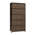 23 Brown Steel and Fabric Six Drawer Combo Dresser