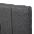 Cama de plataforma tapizada a rayas beige/gris con cama nido y cajones, individual/matrimonial, 1-2 personas
