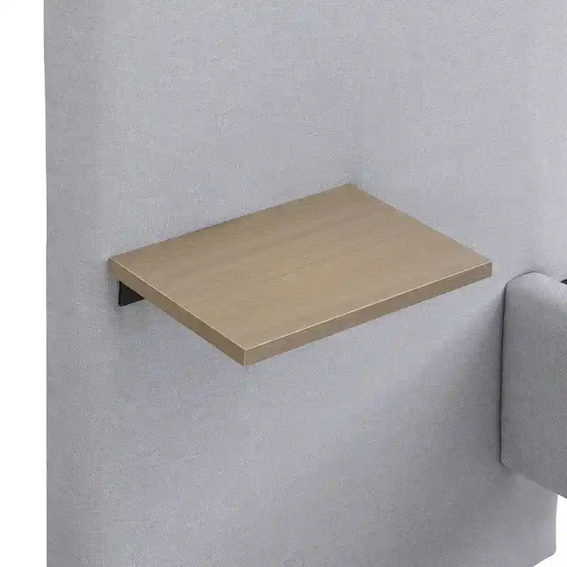 Cama con plataforma de lino gris con luces y estantes, Queen, 2 personas