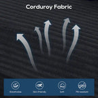 Sofá Cama Seccional Esquinero de Pana (Gris Claro / Naranja / Negro) – Convertible, Asientos para 3+