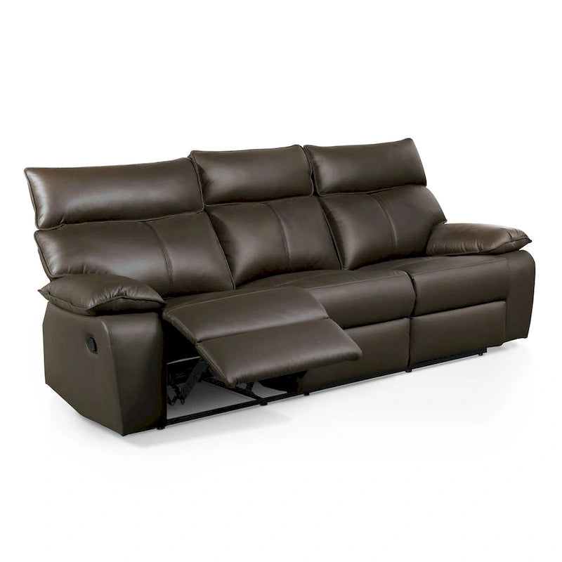 Juego de sofá reclinable de piel sintética marrón, 2 y 3 plazas, 2 piezas