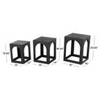 Mesas nido decorativas de hierro negro con recortes arqueados, juego de 3