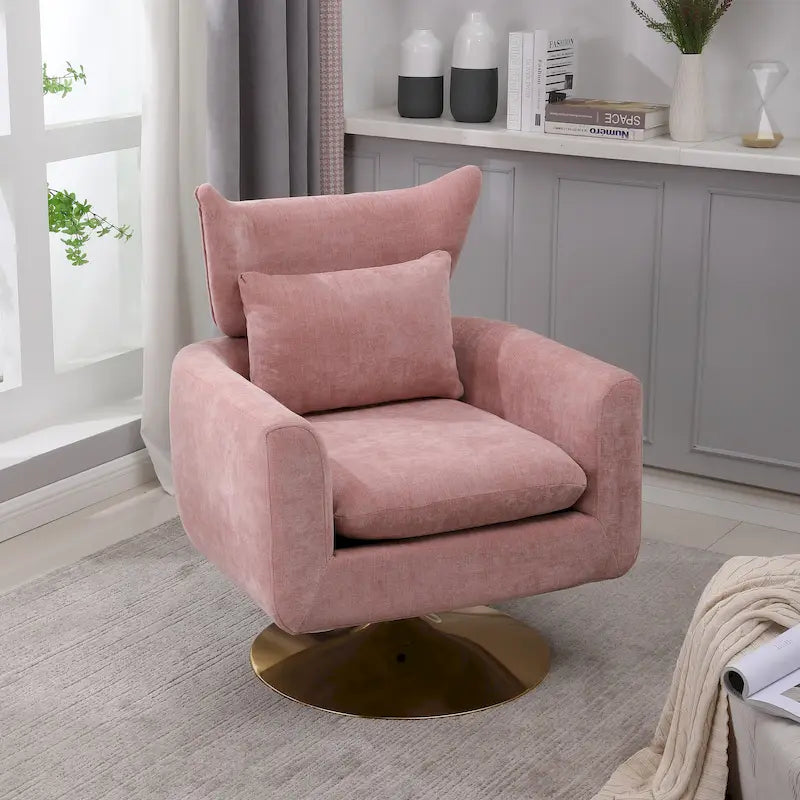 Sillón giratorio azul / beige / rosa, asiento individual, rotación de 360°