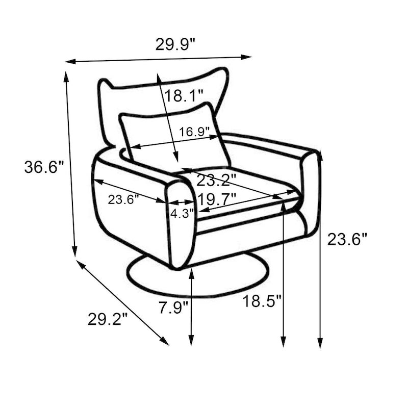 Sillón giratorio azul / beige / rosa, asiento individual, rotación de 360°