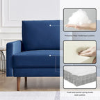 Sofá de 2 plazas de terciopelo de 69" con brazos cuadrados – Negro / Gris / Beige / Azul