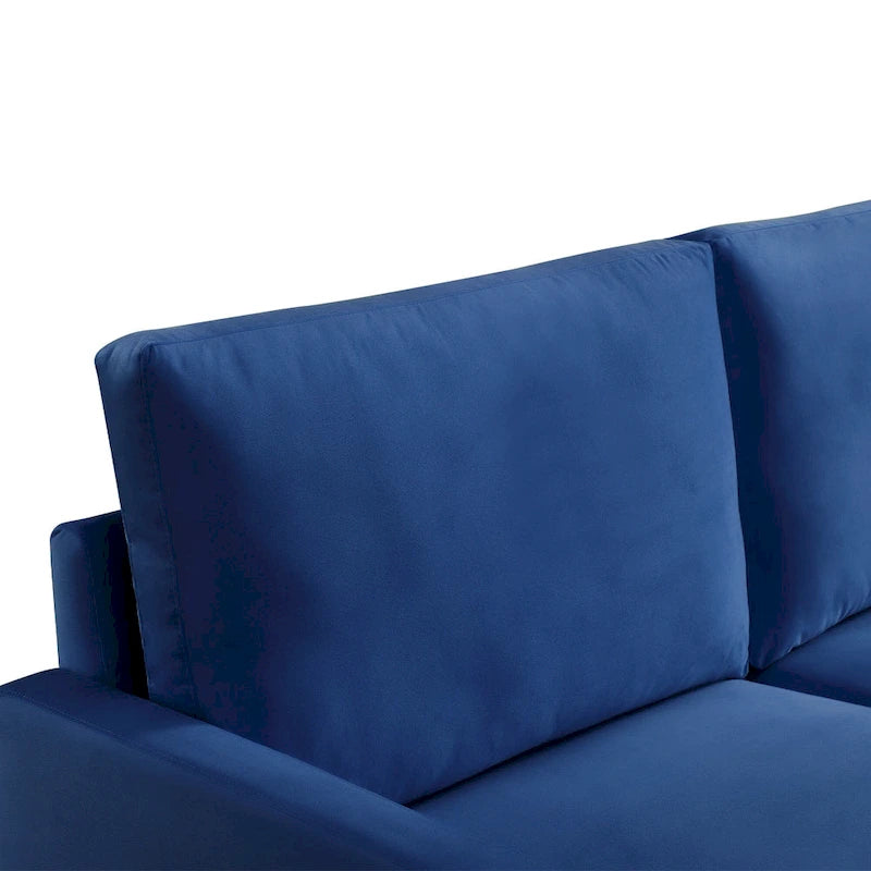 Sofá de 2 plazas de terciopelo de 69" con brazos cuadrados – Negro / Gris / Beige / Azul