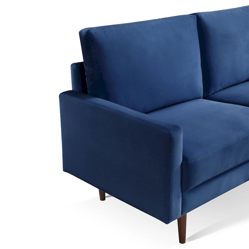 Sofá de 2 plazas de terciopelo de 69" con brazos cuadrados – Negro / Gris / Beige / Azul
