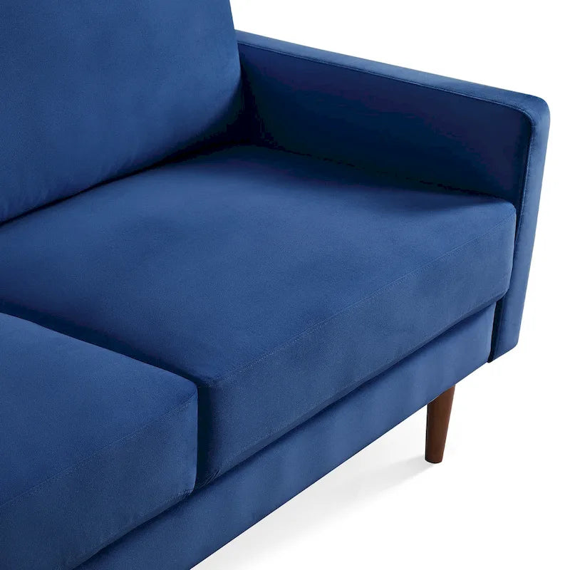 Sofá de 2 plazas de terciopelo de 69" con brazos cuadrados – Negro / Gris / Beige / Azul