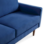 Sofá de 2 plazas de terciopelo de 69" con brazos cuadrados – Negro / Gris / Beige / Azul