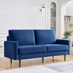Sofá de 2 plazas de terciopelo de 69" con brazos cuadrados – Negro / Gris / Beige / Azul
