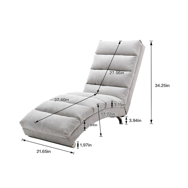 Chaise longue de lino, estilo reclinable, individual
