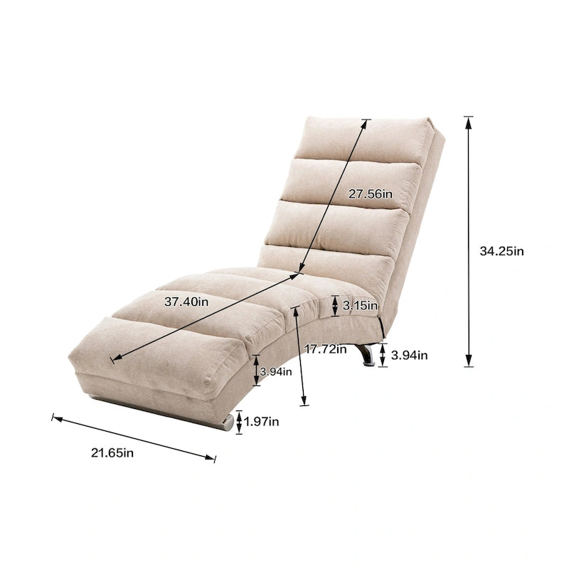 Chaise longue de lino, estilo reclinable, individual