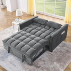 Sofá cama convertible de terciopelo gris/negro, 2 plazas