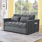 Sofá cama convertible de terciopelo gris/negro, 2 plazas