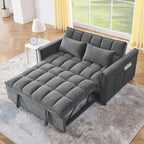 Sofá cama convertible de terciopelo gris/negro, 2 plazas