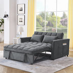 Sofá cama convertible de terciopelo gris/negro, 2 plazas