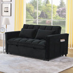 Sofá cama convertible de terciopelo gris/negro, 2 plazas