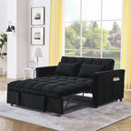 Sofá cama convertible de terciopelo gris/negro, 2 plazas