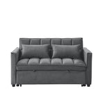Sofá cama convertible de terciopelo gris/negro, 2 plazas