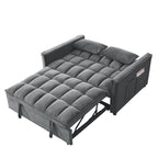 Sofá cama convertible de terciopelo gris/negro, 2 plazas