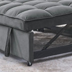 Sofá cama convertible de terciopelo gris/negro, 2 plazas
