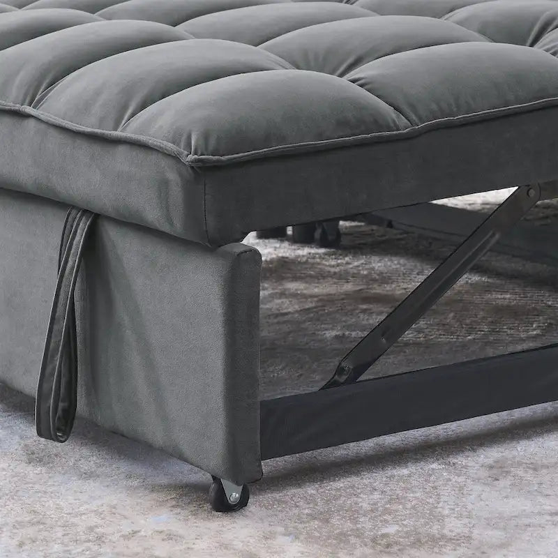 Sofá cama convertible de terciopelo gris/negro, 2 plazas