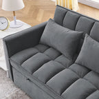Sofá cama convertible de terciopelo gris/negro, 2 plazas