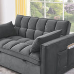 Sofá cama convertible de terciopelo gris/negro, 2 plazas
